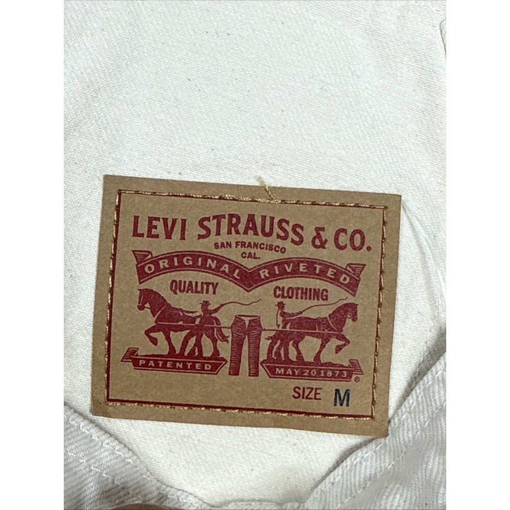 (Q1) NWT Levi's Women's Utility Loose Cream Denim Overall Easy Ecru-Natural,Sz M - Picture 14 of 16